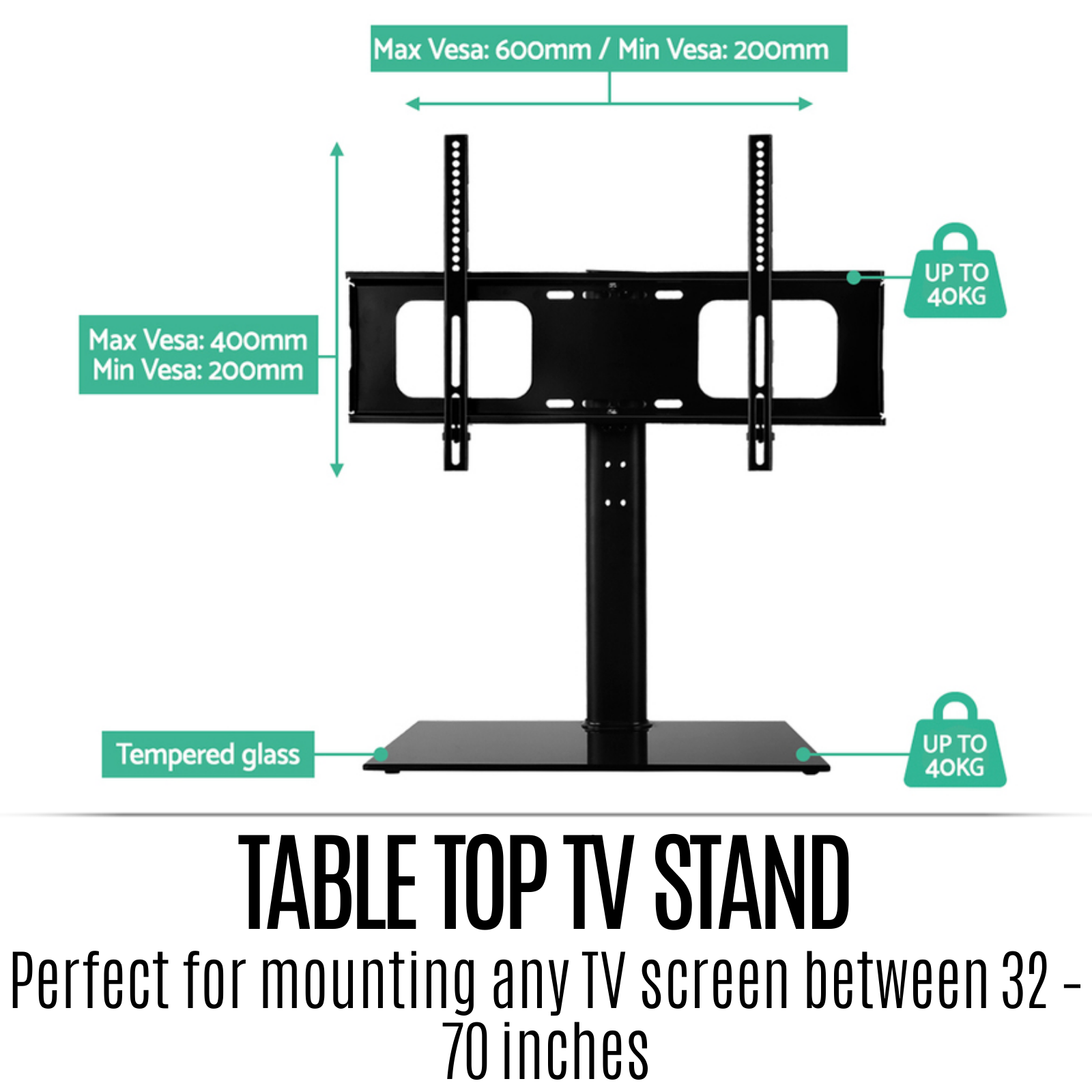 Table Top TV Stand Mount Bracket Swivel Solid Base Multi Viewing