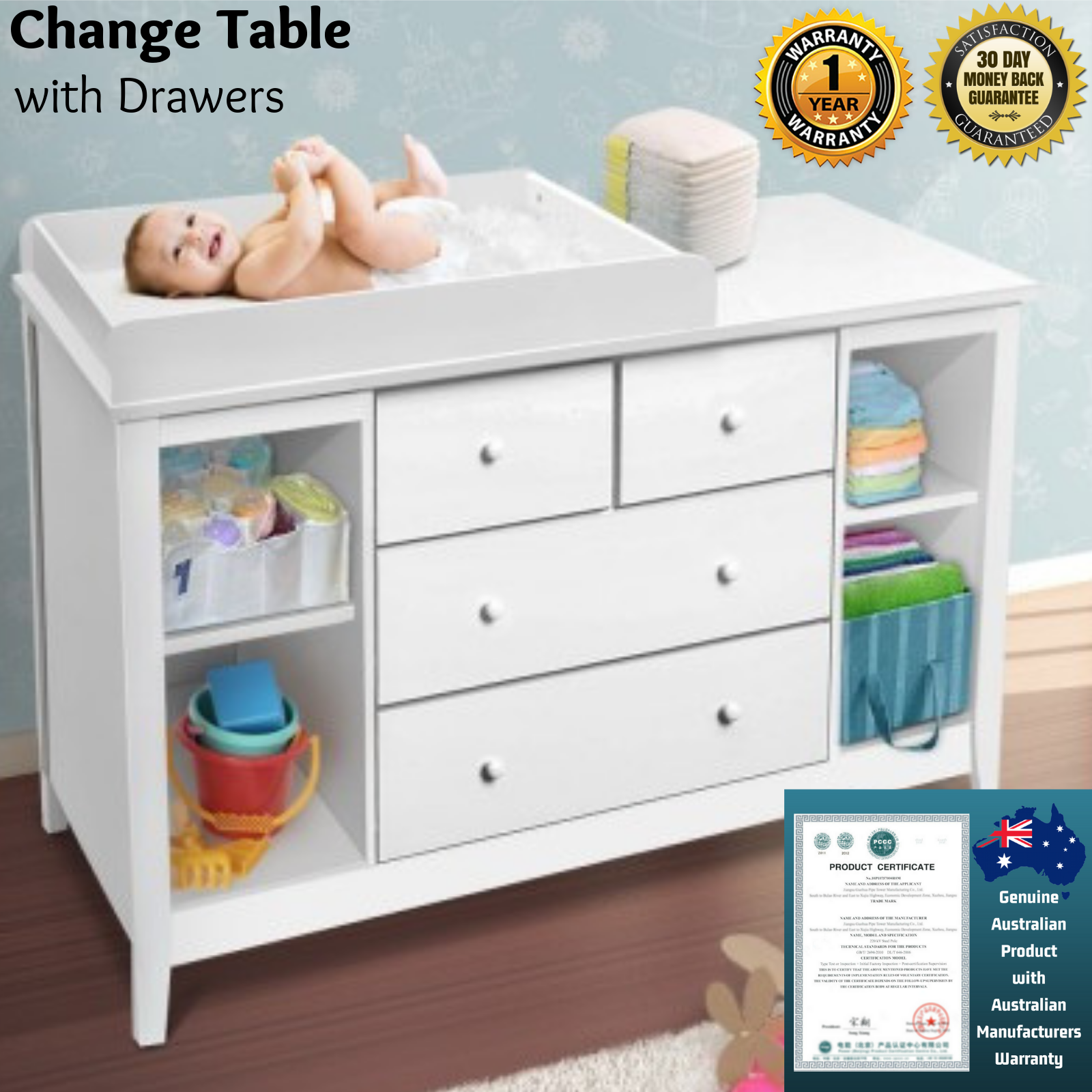 white chest of drawers with change table