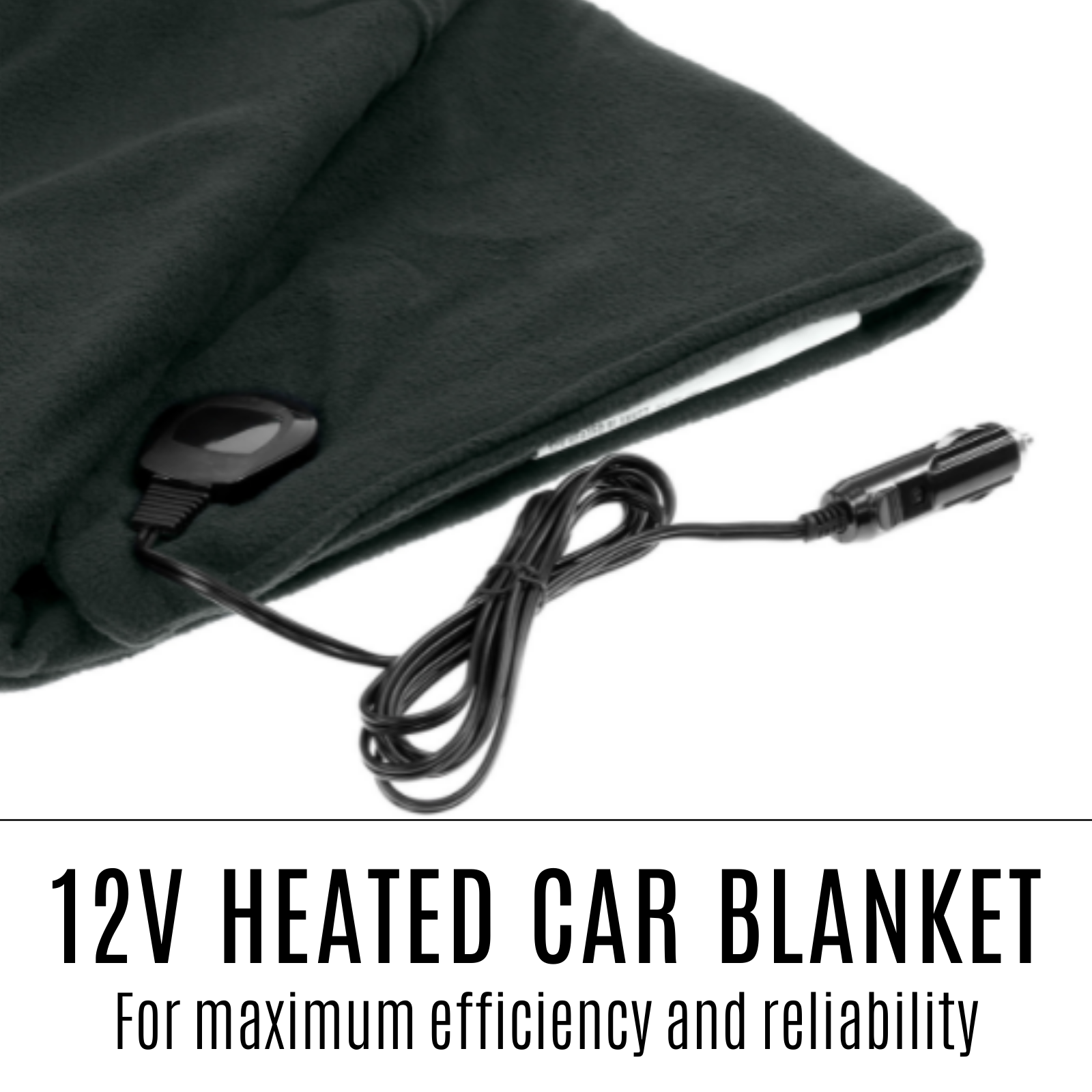 Heated Electric Car Blanket 150x110cm 12V Black Portable Heat Warming