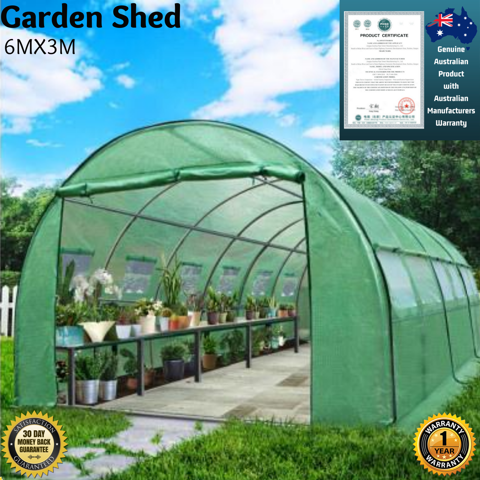 Greenfingers Greenhouse 6MX3M Garden Shed Green House 