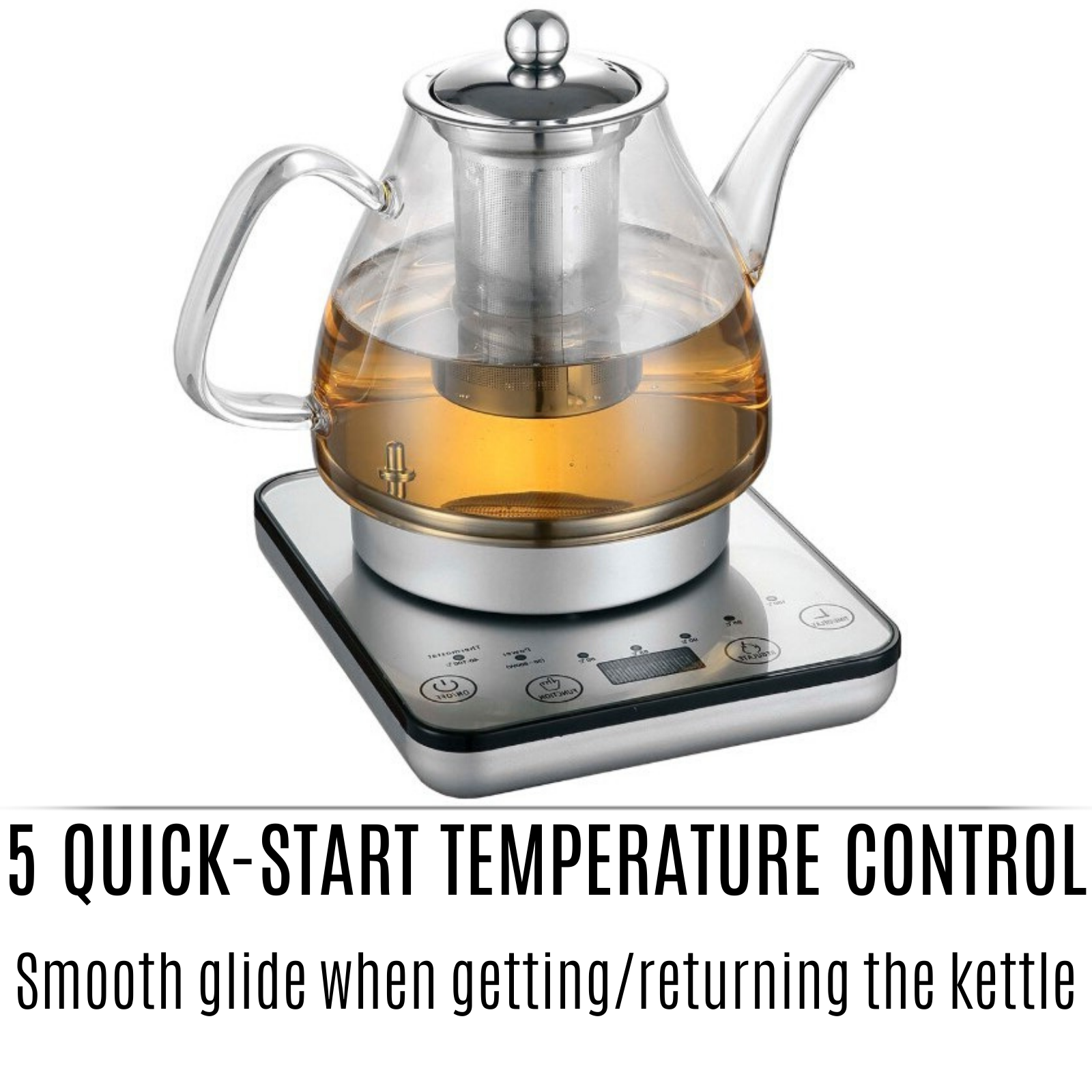 Healthy Choice Electric 800W 1.2L Digital Glass Kettle with Tea Infuser