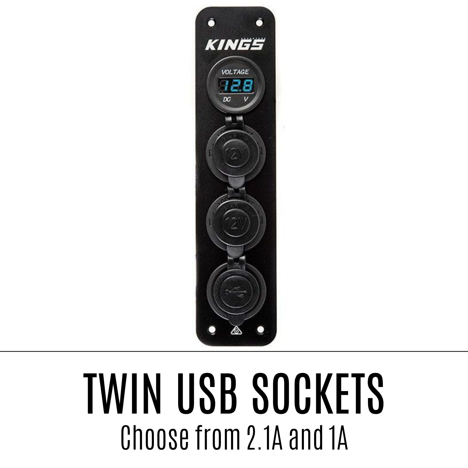 12V Accessory Panel Digital LED Voltmeter 2 USB Cig Sockets Outlets