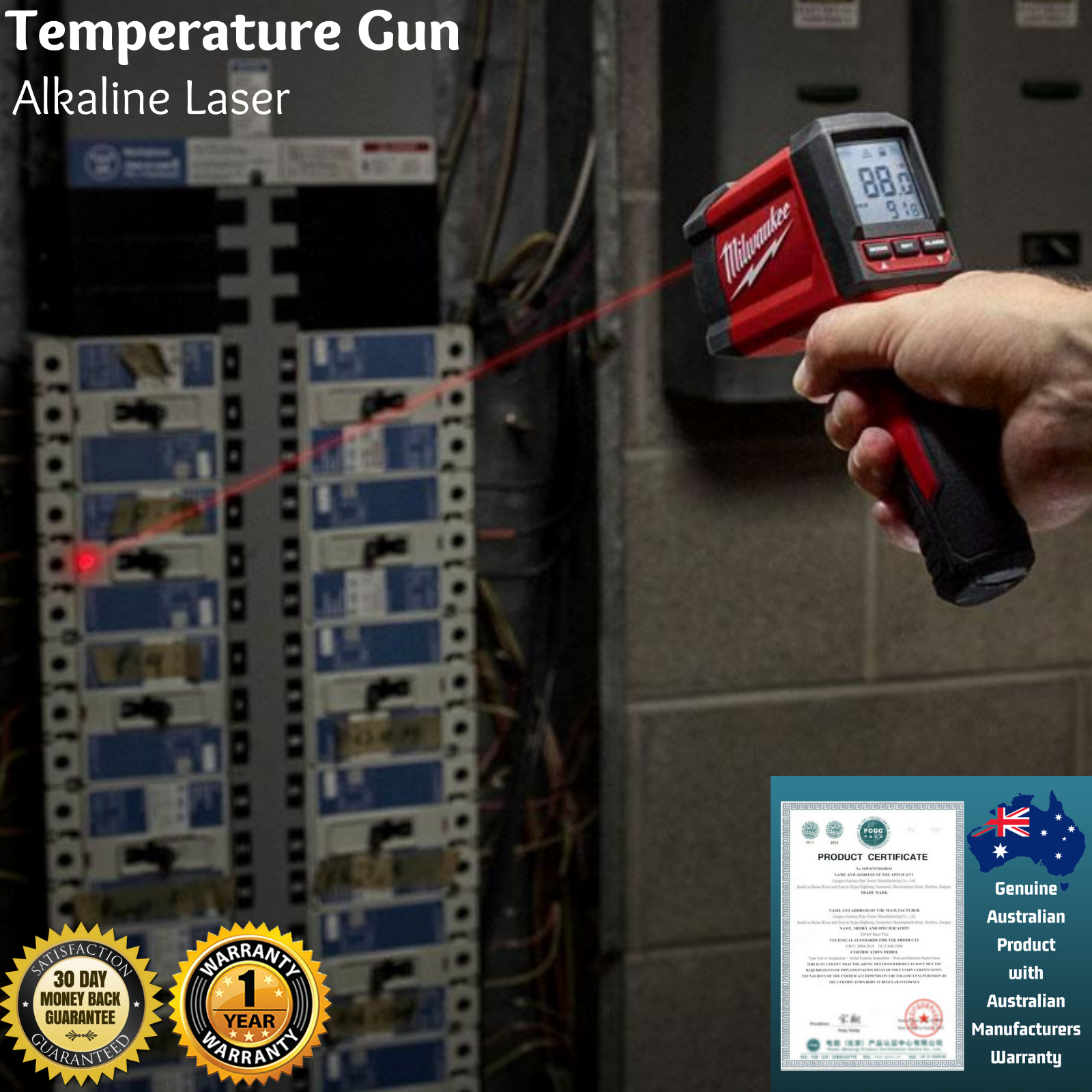 Milwaukee Alkaline Laser Temperature Gun 9V Battery Digital Infrared Thermometer eBay