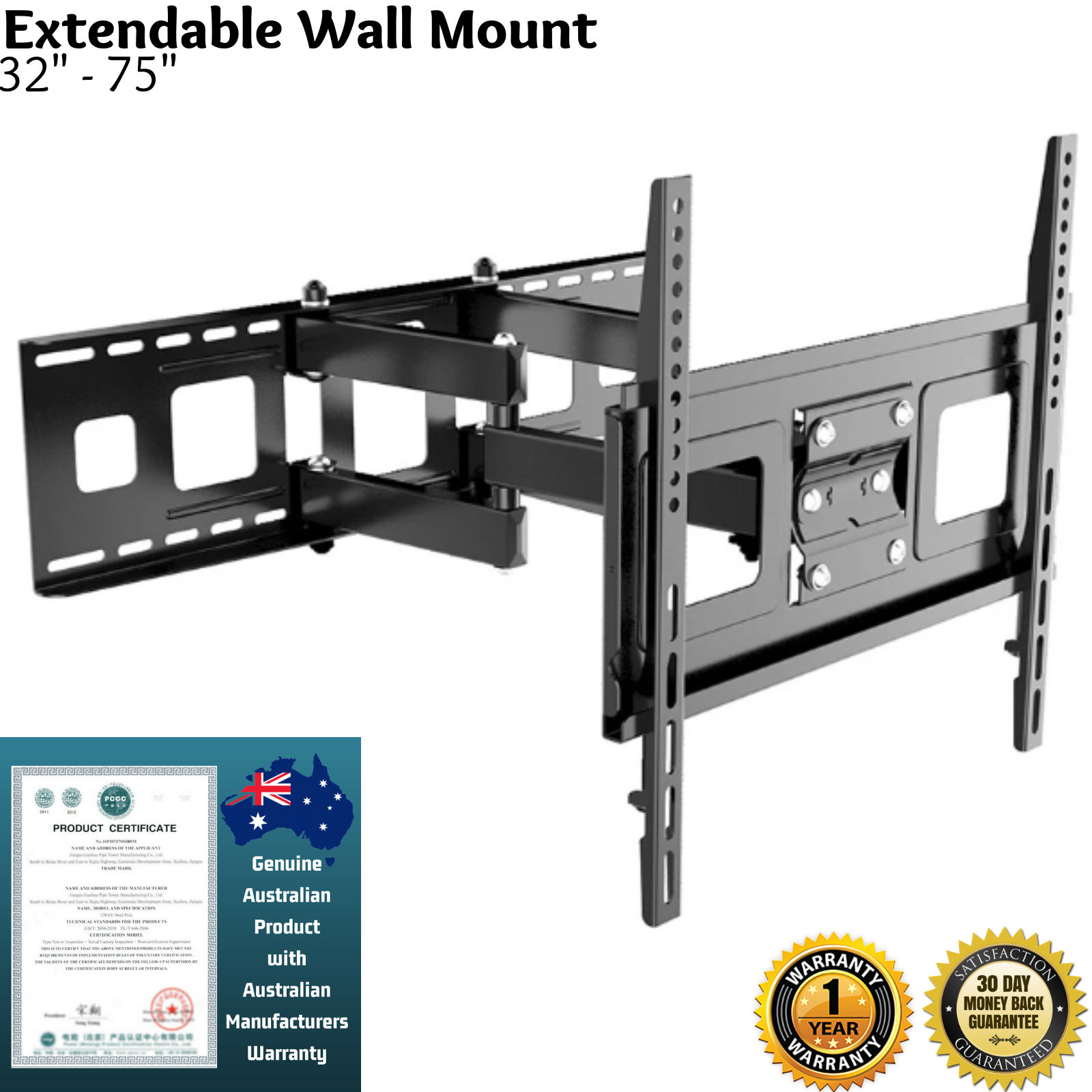 Kogan Wall Mount Adjustable TV Bracket Full Motion Tilt Extendable for