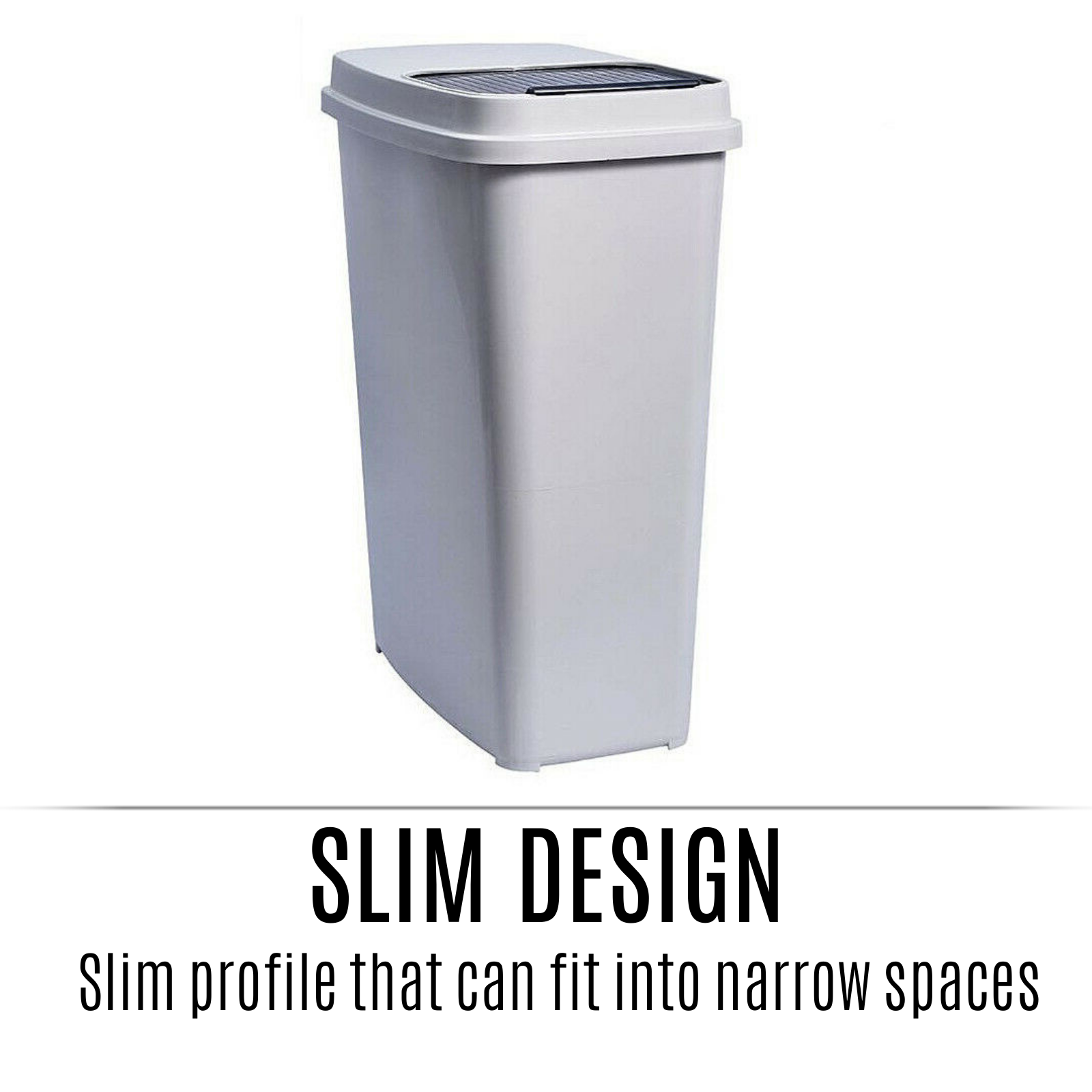 Slimline 30L Slide Top Lid Tidy Rubbish Bin Kitchen Bathroom Garbage