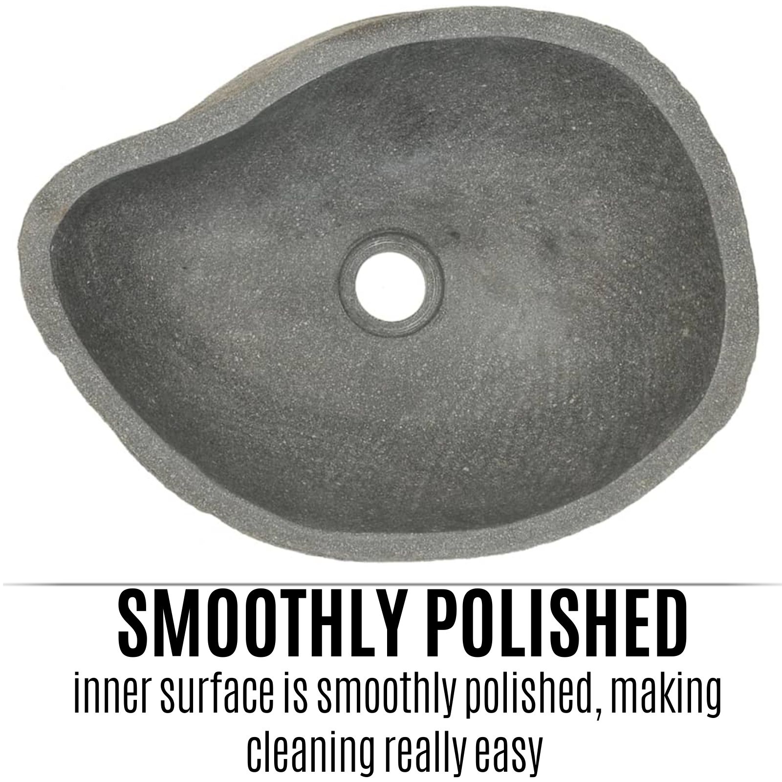 VidaXL Oval River Stone Basin - 45-53cm Wide Anthracite Natural Stone Sink